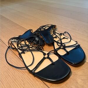 Francesco Russo Black Strappy Sandals